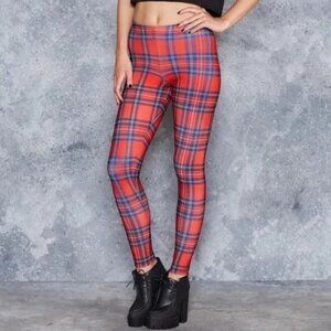 Black Milk Tartan Red Toasties Leggings - Size S